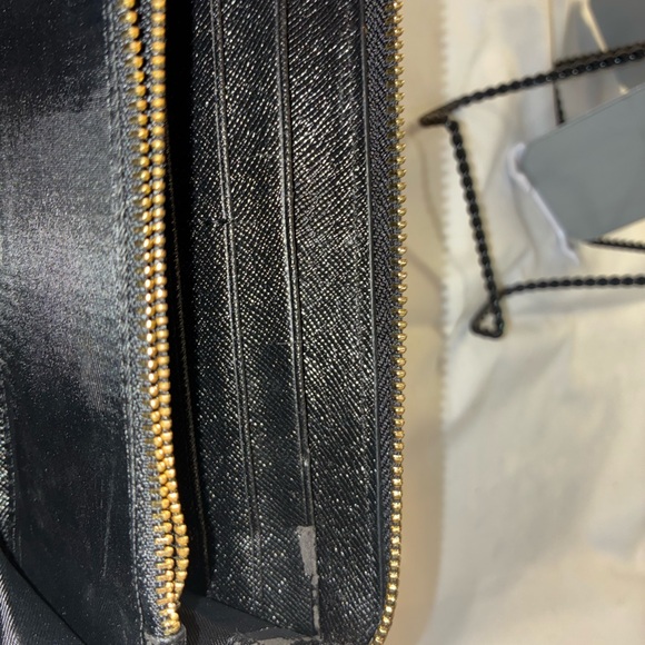 Tory Burch Black Saffiano Zip Wallet with Gold Logo Accent - Picture 6 of 9